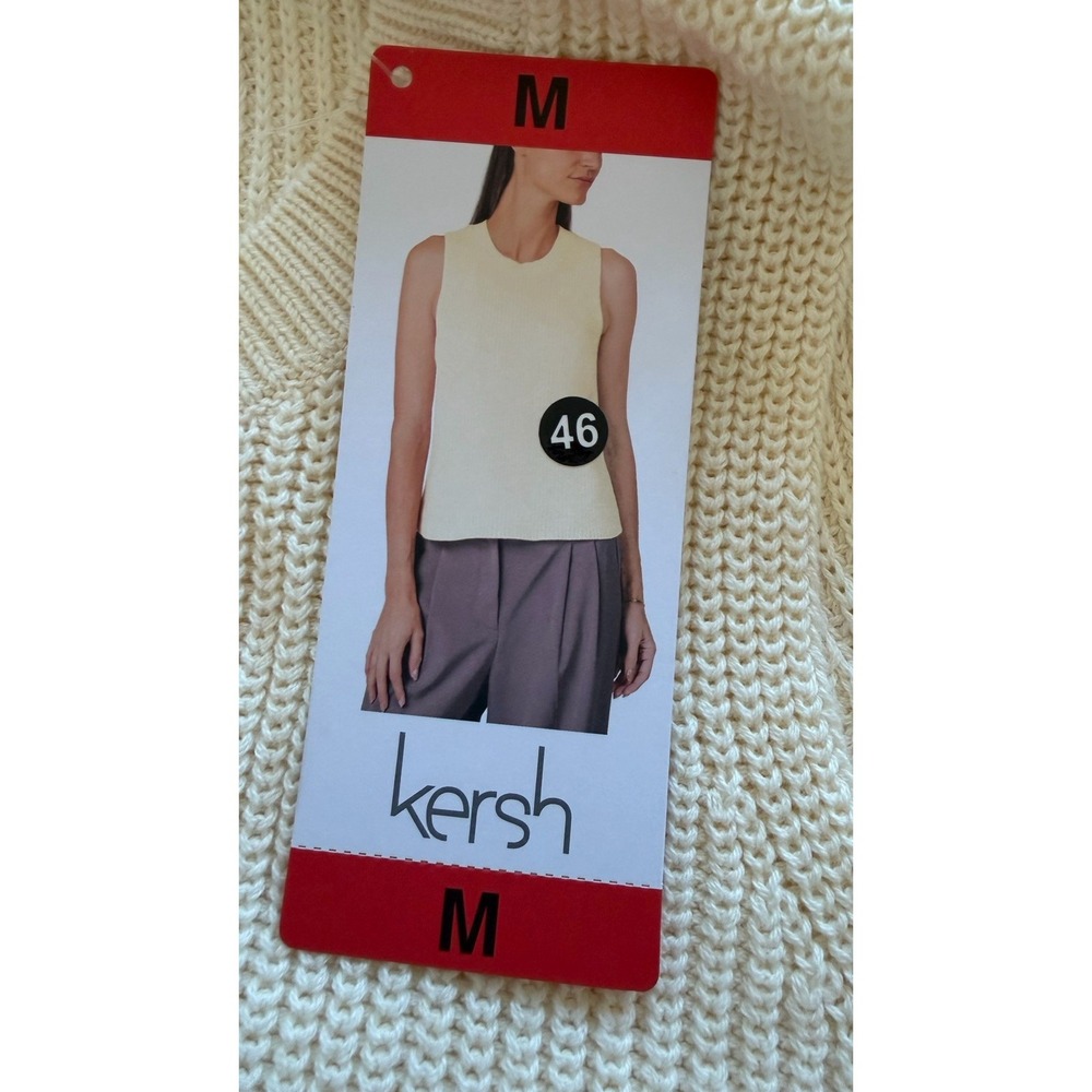Sleeveless Ribbed Crew-Neck Sweater Tank  Women's Ivory med Soft Stretch Kersh
